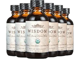 Wisdom Supplement — Bible-based herbal blend bottles